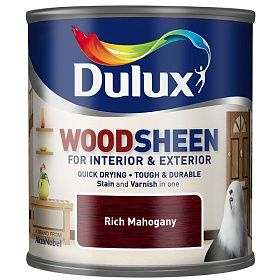 Лак-морилка на водной основе Dulux Woodsheen полуматовый Rich Mahogany (богатый махагон) (0,25л)